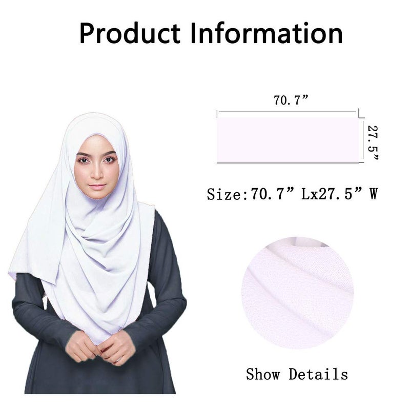 LMVERNA Solid Color Lightweight Wrap and Shawls Girls Fashion Chiffon Scarves(White) - Image 4